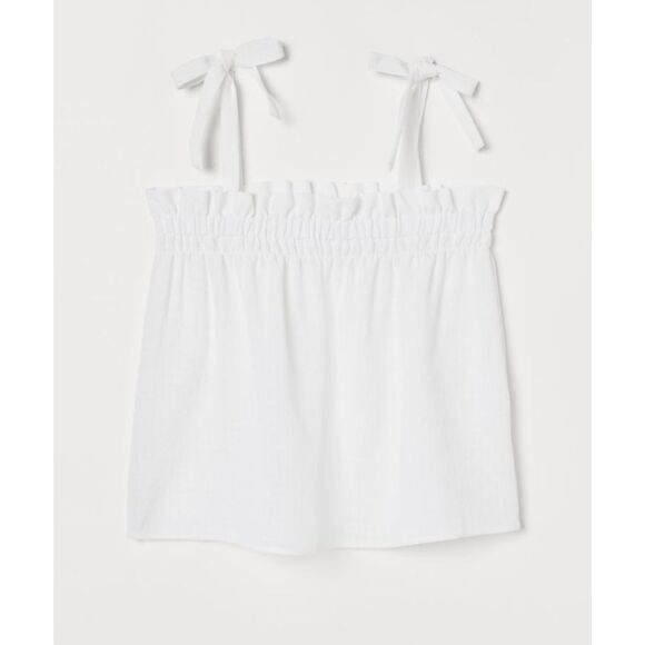 H&M White Seersucker Top, Strappy Shirt, Size Small - Picture 10 of 11